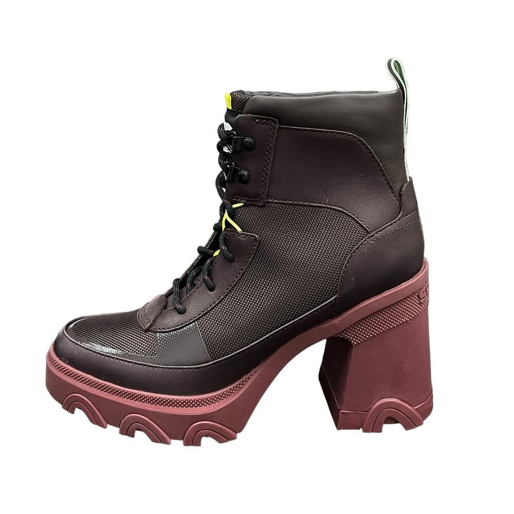 Sorel Brex Waterproof Heeled Lace Booties in New Cinder/Sea Sprite size 6.5 NWOB